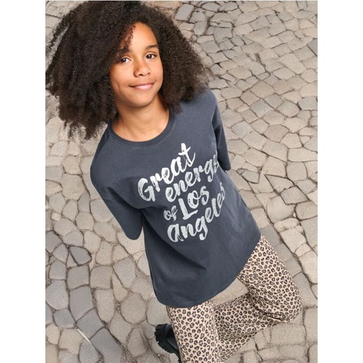 Sinsay - Koszulka z napisem - szary ze sklepu Sinsay w kategorii Bluzki dziewczęce - zdjęcie 174169560