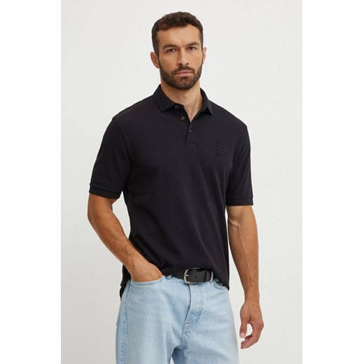 Armani Exchange polo bawełniane kolor czarny z aplikacją 6DZFLK ZJXUZ ze sklepu ANSWEAR.com w kategorii T-shirty męskie - zdjęcie 174170452
