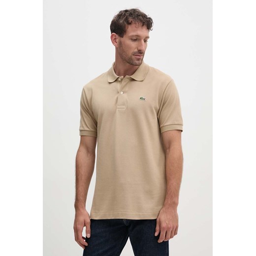 Lacoste polo bawełniane Koszulka Lacoste Polo Classic Fit L1212 02S kolor brązowy gładki ze sklepu ANSWEAR.com w kategorii T-shirty męskie - zdjęcie 174170552