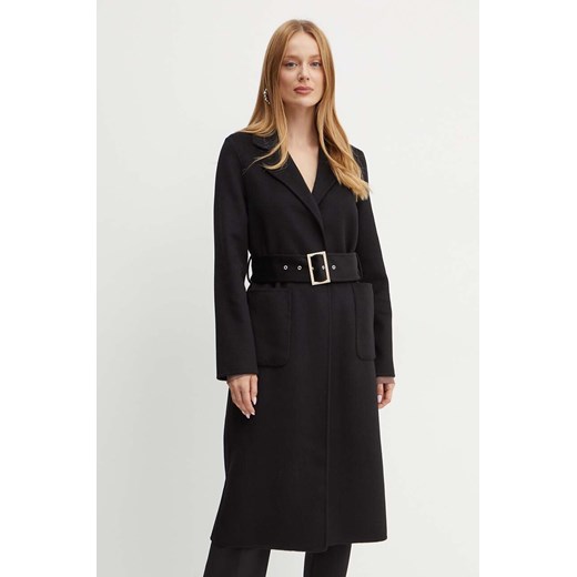 Marciano Guess płaszcz wełniany CLARA kolor czarny przejściowy niezapinany 4YGL11 7125A ze sklepu ANSWEAR.com w kategorii Płaszcze damskie - zdjęcie 174173862