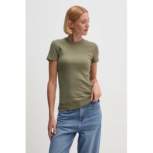 Lacoste t-shirt bawełniany kolor zielony ze sklepu ANSWEAR.com w kategorii Bluzki damskie - zdjęcie 174174090