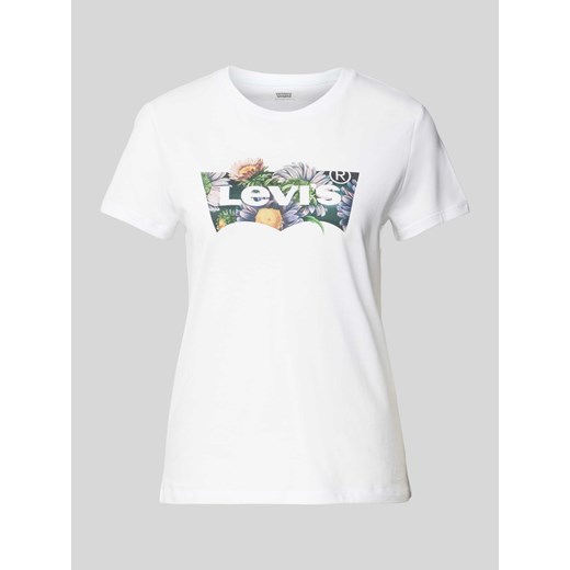 T-shirt z nadrukiem z logo model ‘THE PERFECT TEE’ ze sklepu Peek&Cloppenburg  w kategorii Bluzki damskie - zdjęcie 174174540