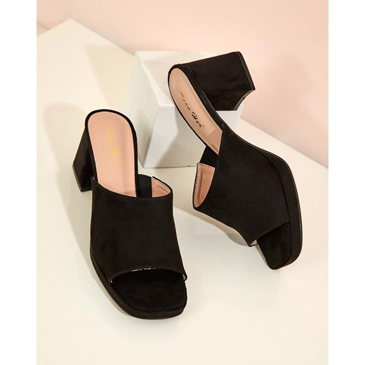 Klapki damskie Royalfashion.pl eleganckie na obcasie bez zapięcia 