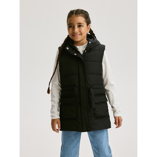 Reserved - Pikowana kamizelka z kapturem - czarny Reserved 146/152 (10-11 lat) Reserved