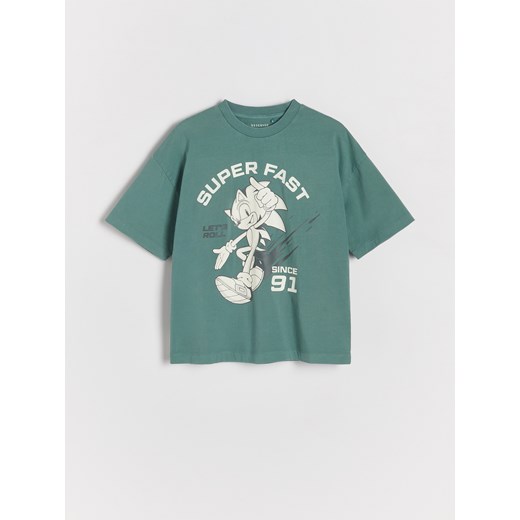 T-shirt chłopięce zielony Reserved z dzianiny 