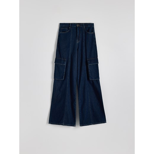 Reserved - Jeansy wide leg - granatowy Reserved 42 Reserved