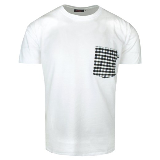 T-Shirt Męski Bawełniany z Kieszonką - KINGS - Biała TSKNGS101KkieszenBIALY ze sklepu JegoSzafa.pl w kategorii T-shirty męskie - zdjęcie 174192281