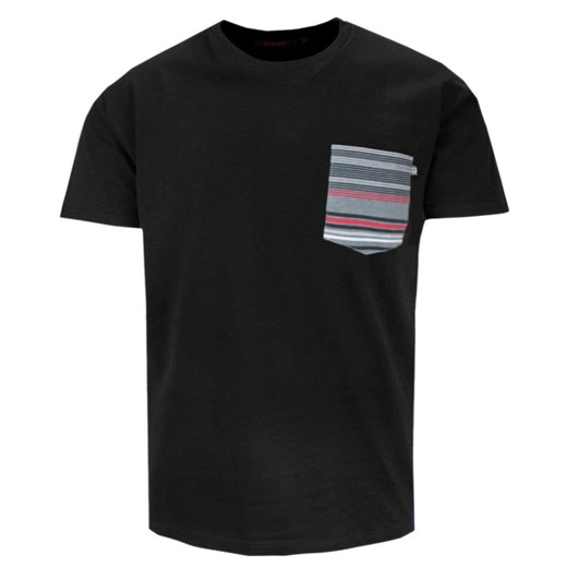T-Shirt Męski Bawełniany z Kieszonką - KINGS - Czarny TSKNGS101KkieszenCZARNY ze sklepu JegoSzafa.pl w kategorii T-shirty męskie - zdjęcie 174192283