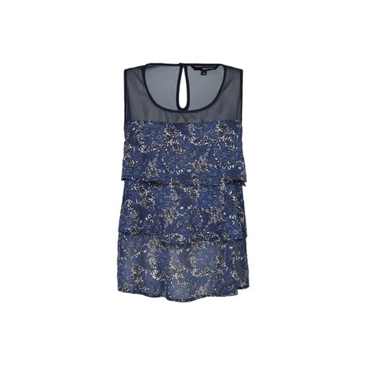 Blue Floral Patterned Sheer Layered Top tally-weijl  Topy dziewczęce