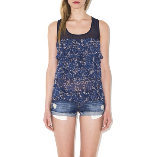 Blue Floral Patterned Sheer Layered Top tally-weijl  Topy dziewczęce