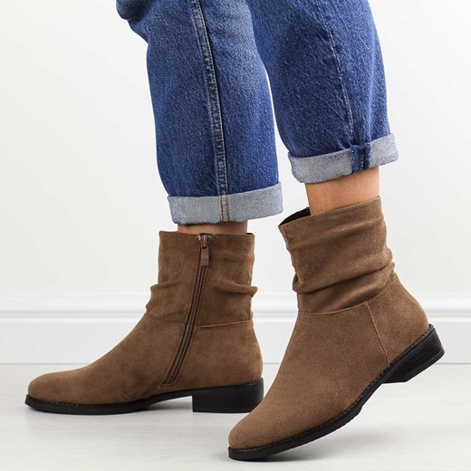 Brązowe zamszowe botki damskie M.Daszyński 2251-4 38 suzana.pl