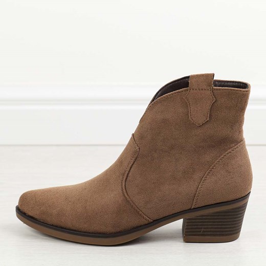 Brązowe zamszowe kowbojki, botki damskie M.Daszyński 2382-7 39 suzana.pl