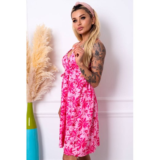 SUKIENKA MINI W KWIATY Z WIĄZANIEM- RÓŻOWA Olika M/L olika.com.pl