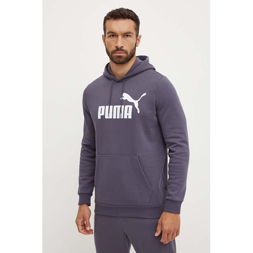 Puma bluza męska kolor szary z kapturem z nadrukiem ze sklepu ANSWEAR.com w kategorii Bluzy męskie - zdjęcie 174281654