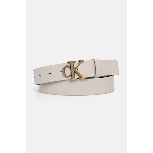 Calvin Klein Jeans pasek skórzany damski kolor szary K60K612289 ze sklepu ANSWEAR.com w kategorii Paski damskie - zdjęcie 174283690