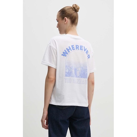 Boss Orange t-shirt bawełniany damski kolor biały 50519425 ze sklepu ANSWEAR.com w kategorii Bluzki damskie - zdjęcie 174284373