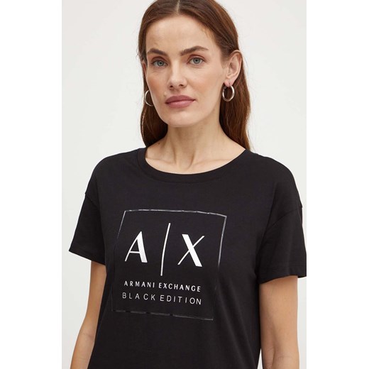 Armani Exchange t-shirt bawełniany damski kolor czarny XW000063 AF10359 ze sklepu ANSWEAR.com w kategorii Bluzki damskie - zdjęcie 174284512
