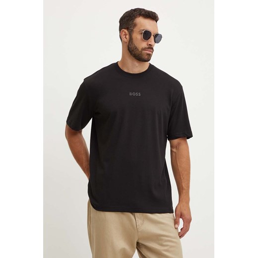 Boss Green t-shirt bawełniany męski kolor czarny z nadrukiem 50519368 ze sklepu ANSWEAR.com w kategorii T-shirty męskie - zdjęcie 174284680