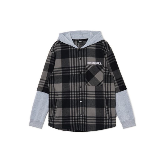 Cropp - Szara koszula z kapturem i kieszeniami - szary - id: 217AT-90X - marki Cropp - 174289151 Cropp - Szara koszula z kapturem i kieszeniami - szary ze sklepu Cropp w kategorii Koszule męskie - zdjęcie 174289151