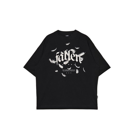 Cropp - Czarna koszulka ze sloganem - czarny Cropp XS Cropp