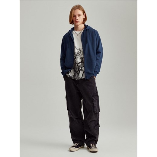 Rozpinana bluza z kapturem basic granatowa House XL wyprzedaż House
