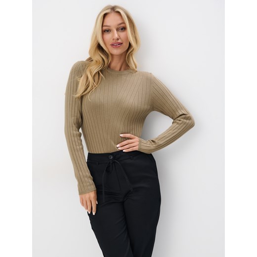 Mohito - Dopasowany sweter w prążki - khaki ze sklepu Mohito w kategorii Swetry damskie - zdjęcie 174292990