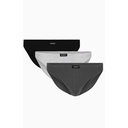3-pack slipy męskie mini 3BMP-230-CZA/SZM/GRF, Kolor czarno-szary, Rozmiar M, ATLANTIC ze sklepu Intymna w kategorii Majtki męskie - zdjęcie 174295143