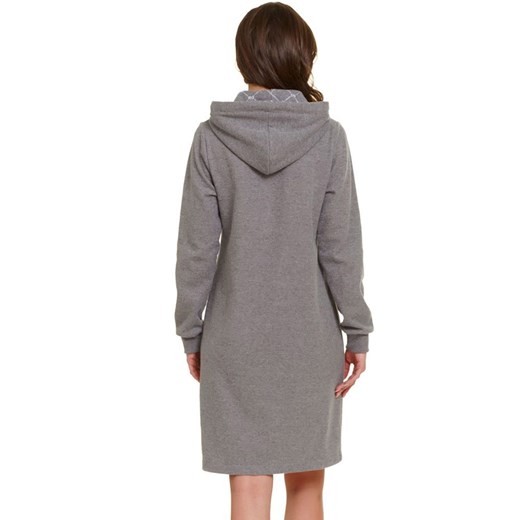 Doctor Nap szary damski szlafrok z kieszeniami i kapturem SWZ.5244, Kolor szary, Rozmiar S, Doctor Nap ze sklepu Intymna w kategorii Szlafroki damskie - zdjęcie 174301431