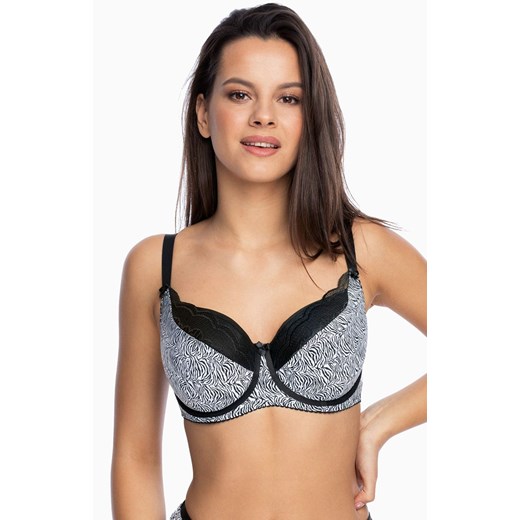 Biustonosz usztywniany full cup Eunika 1153, Kolor czarno-biały, Rozmiar 75C, Gaia 75C Intymna