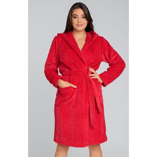 Ciepły szlafrok damski Zala, Kolor czerwony, Rozmiar L, Italian Fashion ze sklepu Intymna w kategorii Szlafroki damskie - zdjęcie 174308211