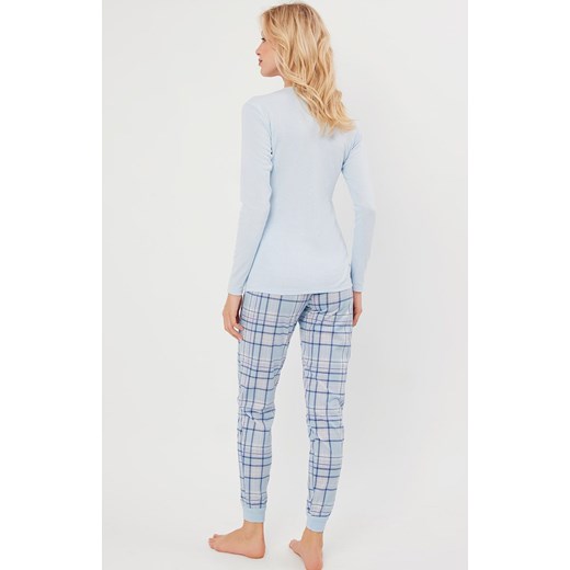 Piżama damska na długi rękaw i długie spodnie Katrin, Kolor błękitny-wzór, Rozmiar S, Italian Fashion ze sklepu Intymna w kategorii Piżamy damskie - zdjęcie 174309394