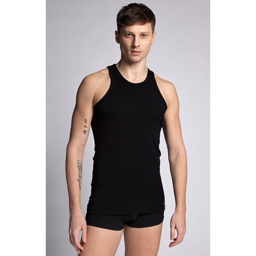 Czarny bawełniany podkoszulek męski tank top M-4002TT-02, Kolor czarny, Rozmiar 2XL, LAMA ze sklepu Intymna w kategorii Podkoszulki męskie - zdjęcie 174312593