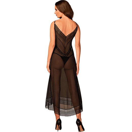 Obsessive długa koszulka nocna Estiqua, Kolor czarny, Rozmiar XS/S, Obsessive ze sklepu Intymna w kategorii Koszule nocne - zdjęcie 174319343