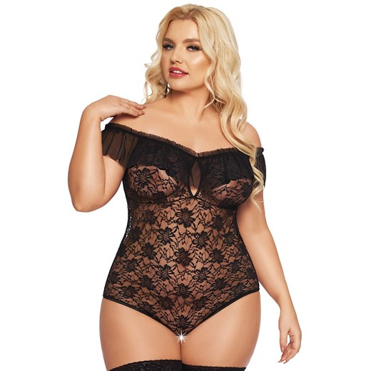 Czarne koronkowe body plus size Kamila, Kolor czarny, Rozmiar XL, SoftLine Collection ze sklepu Intymna w kategorii Body damskie - zdjęcie 174323092