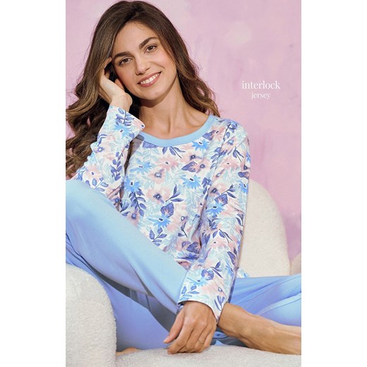 Piżama damska w kwiaty Ginny 3237, Kolor błękitno-biały, Rozmiar L, Taro ze sklepu Intymna w kategorii Piżamy damskie - zdjęcie 174323521