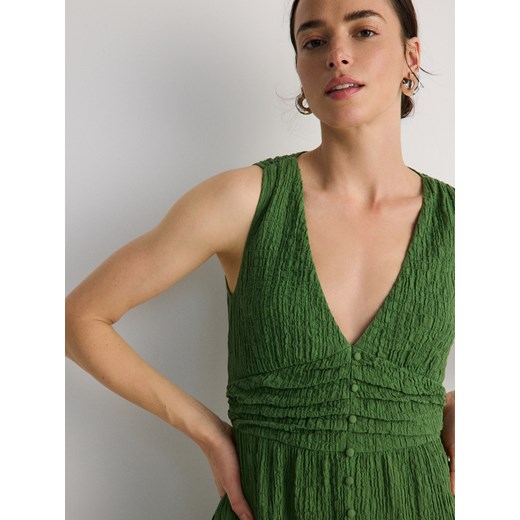 Reserved - Muślinowa sukienka midi - zielony Reserved S Reserved
