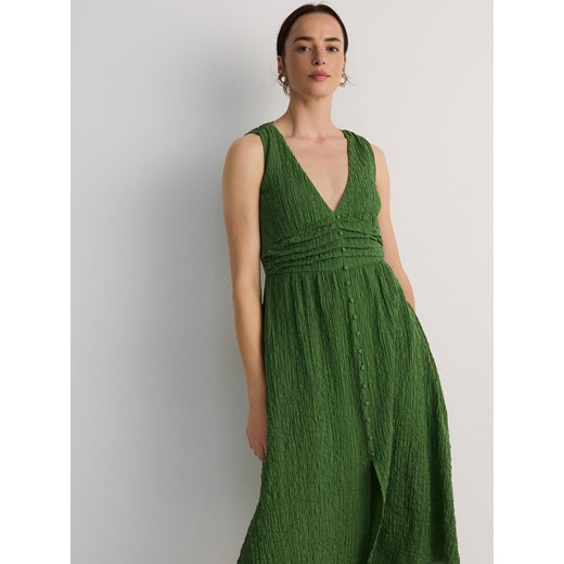 Reserved - Muślinowa sukienka midi - zielony Reserved XS Reserved