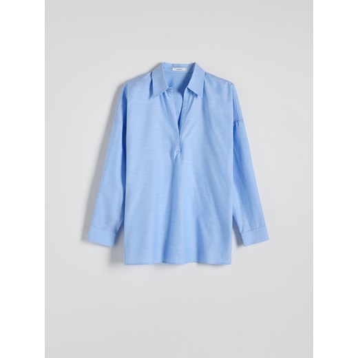 Reserved - Oversizowa koszula z dodatkiem lyocellu - jasnoniebieski Reserved M Reserved
