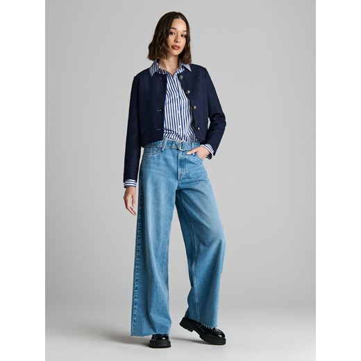 Sinsay - Krótki żakiet - granatowy Sinsay XS Sinsay