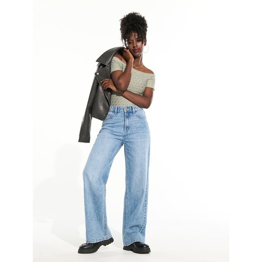 Bluzka damska Sinsay z krótkim rękawem casual z dekoltem typu hiszpanka 