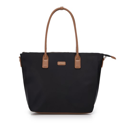 Damska shopperka z nylonu czarno - brązowa ze sklepu WITTCHEN w kategorii Torby Shopper bag - zdjęcie 174360013