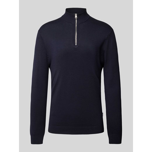 Sweter z dzianiny z mieszanki wiskozy ze wzorem ze stójką ze sklepu Peek&Cloppenburg  w kategorii Swetry męskie - zdjęcie 174370874