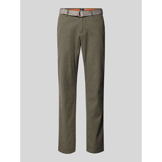 Spodnie o kroju slim fit z zapięciem na guzik i paskiem ze sklepu Peek&Cloppenburg  w kategorii Spodnie męskie - zdjęcie 174370910