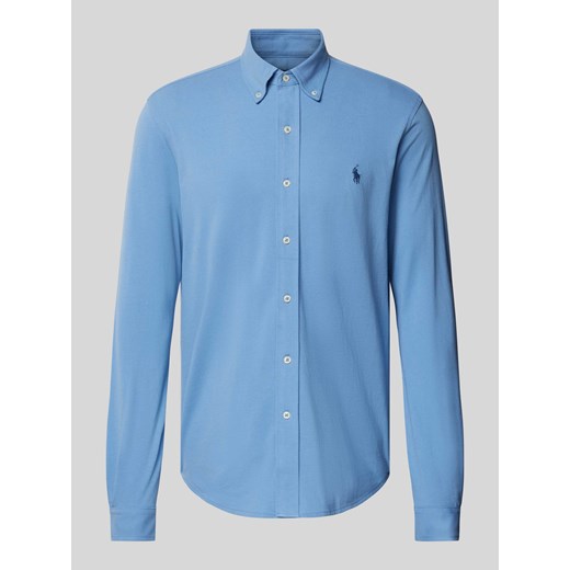 Koszula casualowa o kroju slim fit z piki z czystej bawełny ze sklepu Peek&Cloppenburg  w kategorii Koszule męskie - zdjęcie 174372283