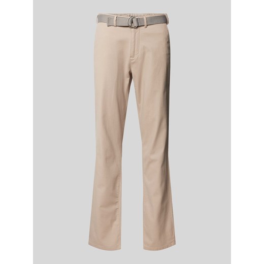 Spodnie o kroju slim fit z zapięciem na guzik i paskiem ze sklepu Peek&Cloppenburg  w kategorii Spodnie męskie - zdjęcie 174372830