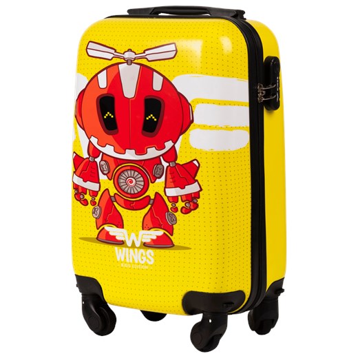 WALIZKA KIDS KABINOWA TWARDA WINGS YELLOW ROBOT XS 18" ze sklepu WINGS w kategorii Walizki - zdjęcie 174375263