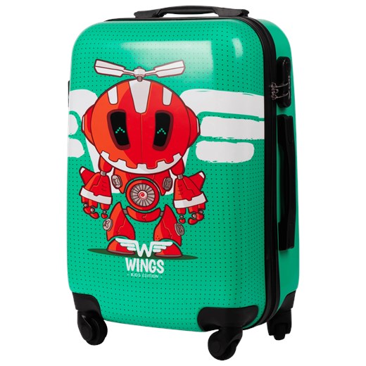 WALIZKA KIDS KABINOWA TWARDA WINGS GREEN ROBOT S 20" ze sklepu WINGS w kategorii Walizki - zdjęcie 174375274