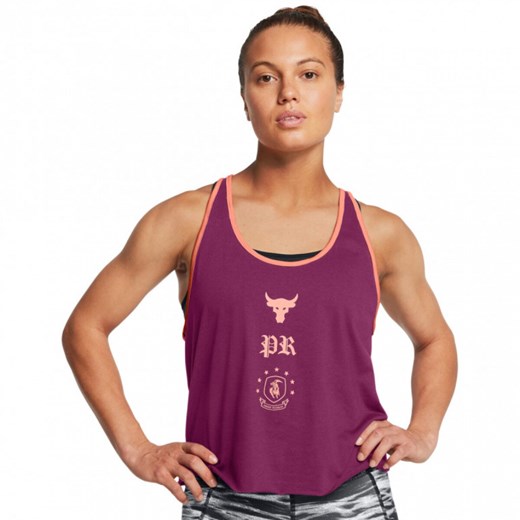Damski top treningowy Under Armour Project Rock W Tank Boh - fioletowy ze sklepu Sportstylestory.com w kategorii Bluzki damskie - zdjęcie 174387944