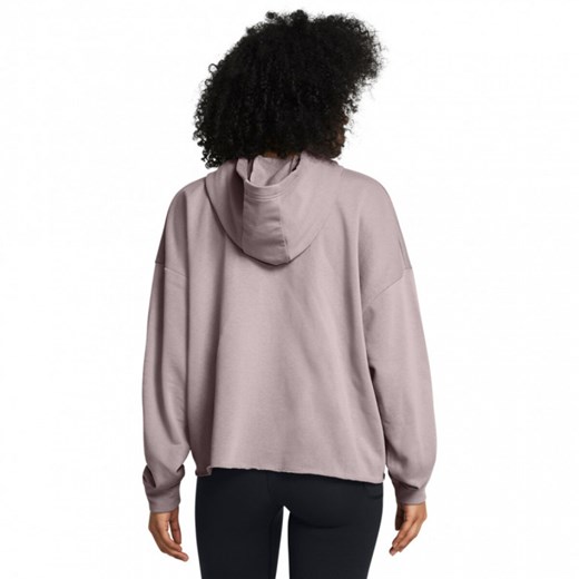 Damska bluza dresowa nierozpinana z kapturem Under Armour UA Rival Terry OS Hoodie - beżowa ze sklepu Sportstylestory.com w kategorii Bluzy damskie - zdjęcie 174388780