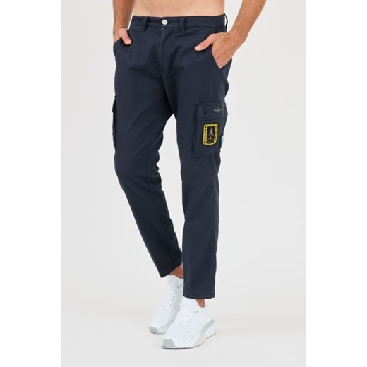AERONAUTICA MILLITARE Granatowe bojówki TROUSERS, Wybierz rozmiar 54 Aeronautica Militare 50 okazja outfit.pl